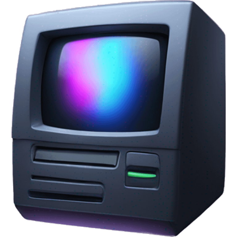 Dark iridescent computer glowing emoji