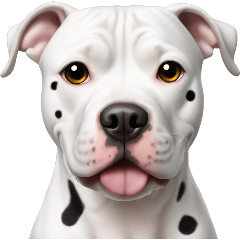 White pit bull with black spot with around one eye  emoji