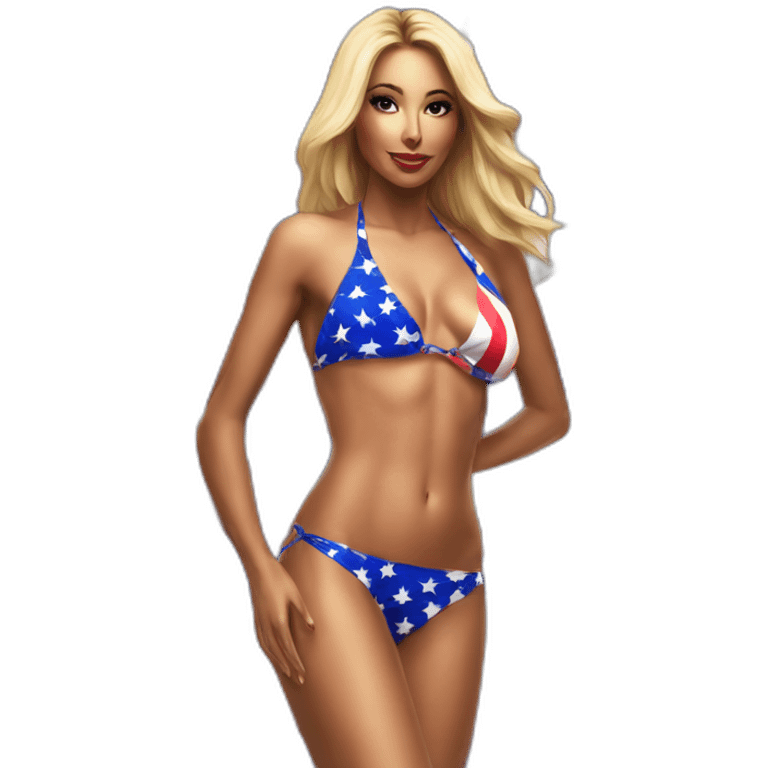 Sexy pose - woman wearing only American flag bikini poster emoji