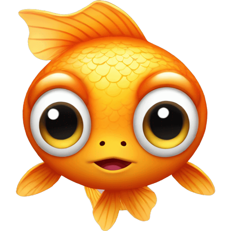 small cute gold fish with big eyes  emoji