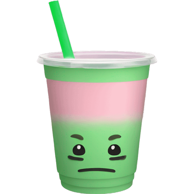 Pink boba green tea plastic cup  emoji