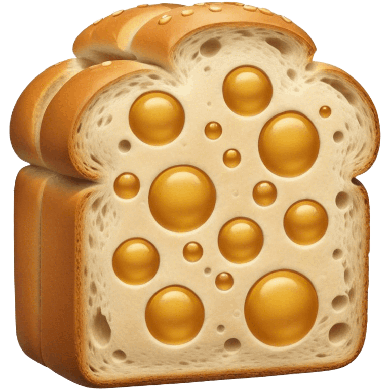 Bread with bubbles exiting holes emoji