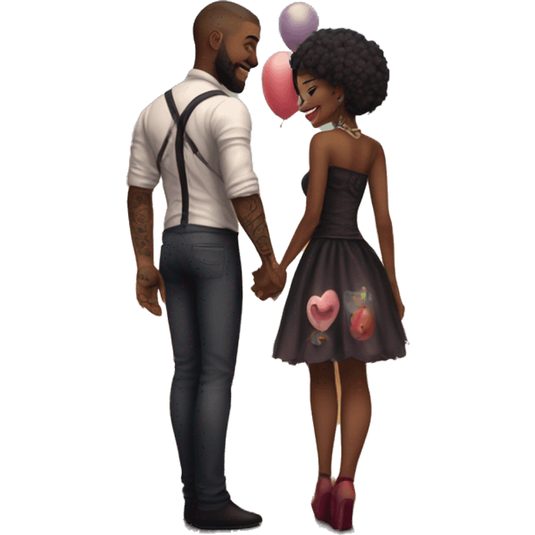 Romantic carnival date for beautiful tattooed couple emoji