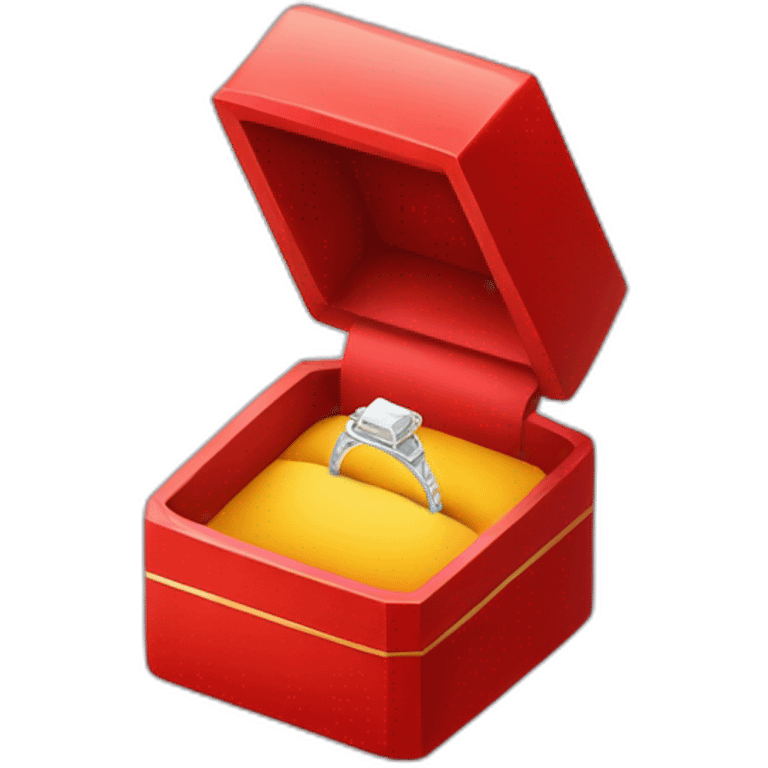 A diamond ring inside a opened red box  emoji