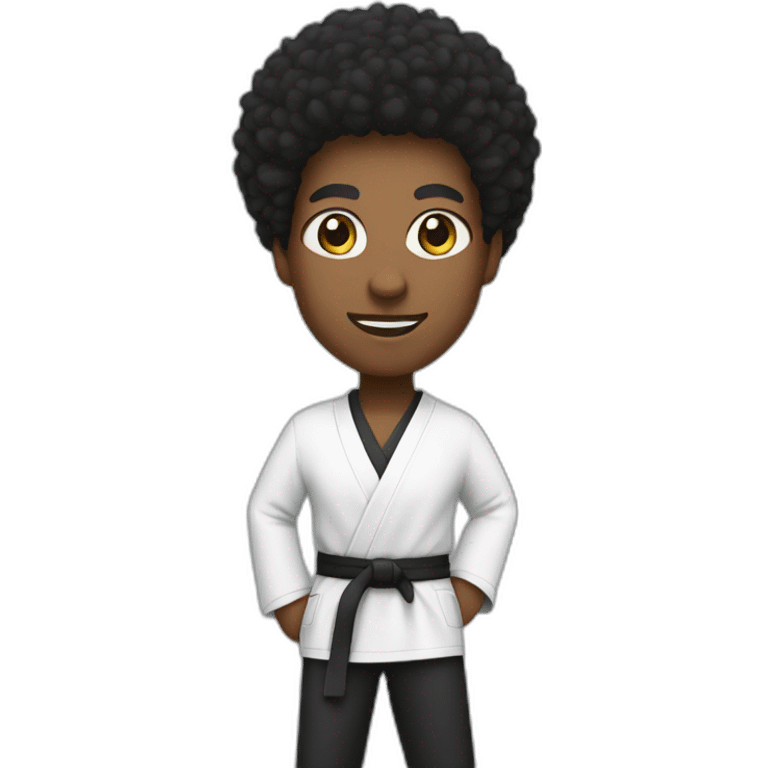 black karate instructor with afro hair and a low taper haircut emoji