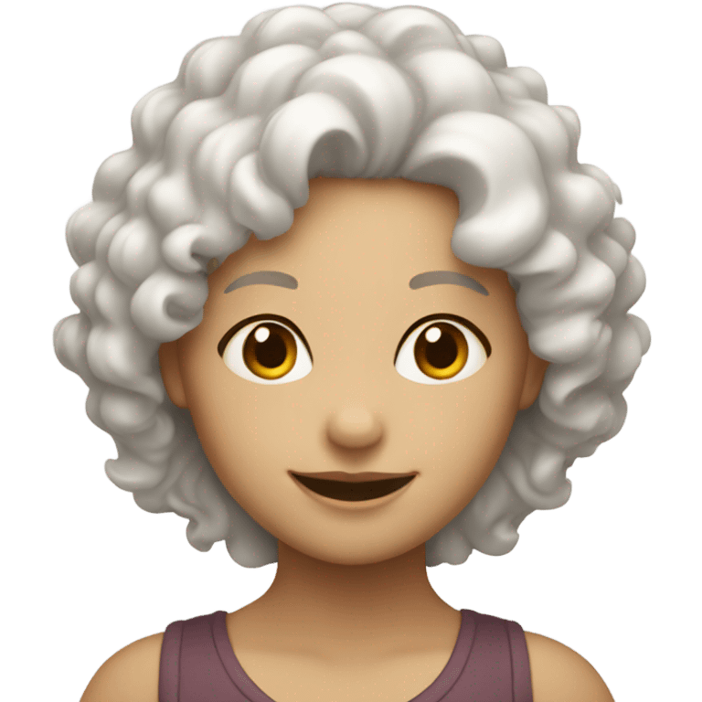 White curly hair relaxing girl emoji