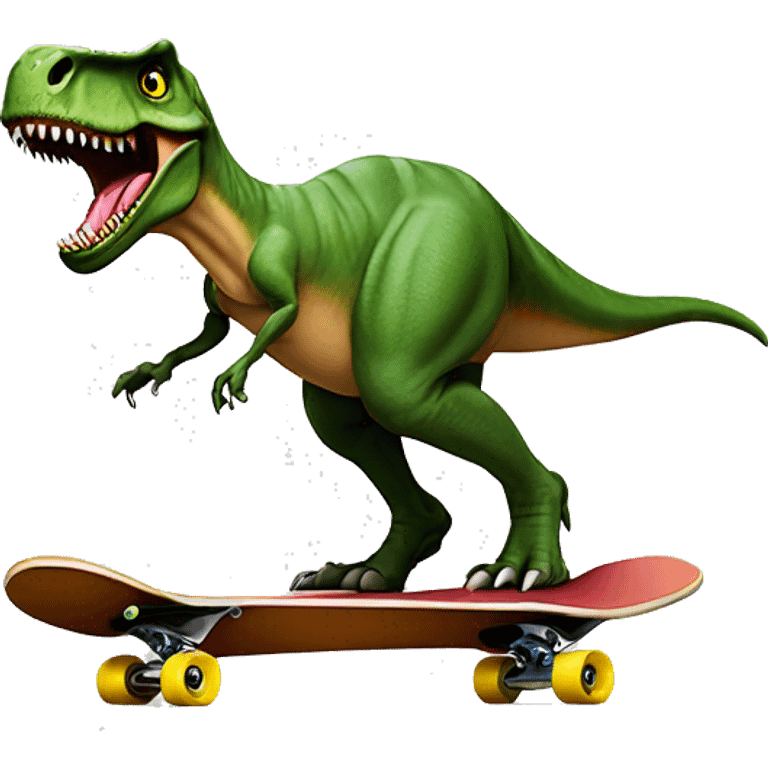 T-rex met een hoed op een skateboard  emoji