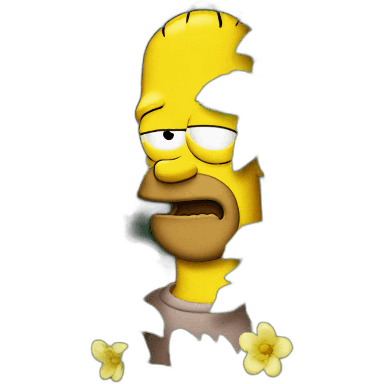 Homer simpsons with his head in a bush emoji