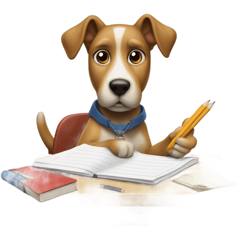 A dog writing in school emoji