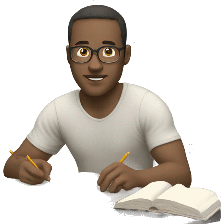 white man studying with a computer emoji