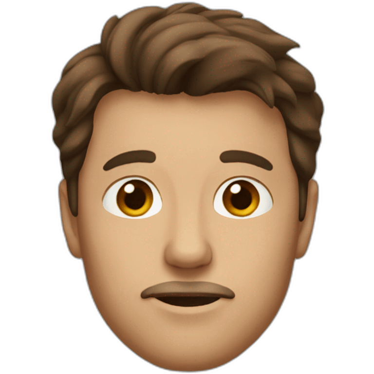 a man with brown hair without a beard and a sheltie emoji