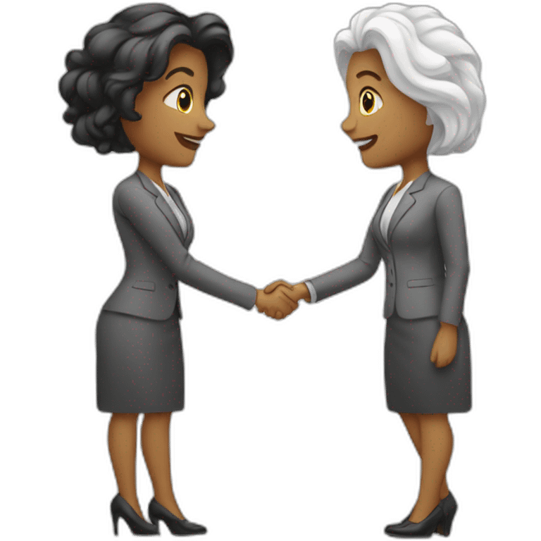 two white business women with different hair colors shaking hands emoji