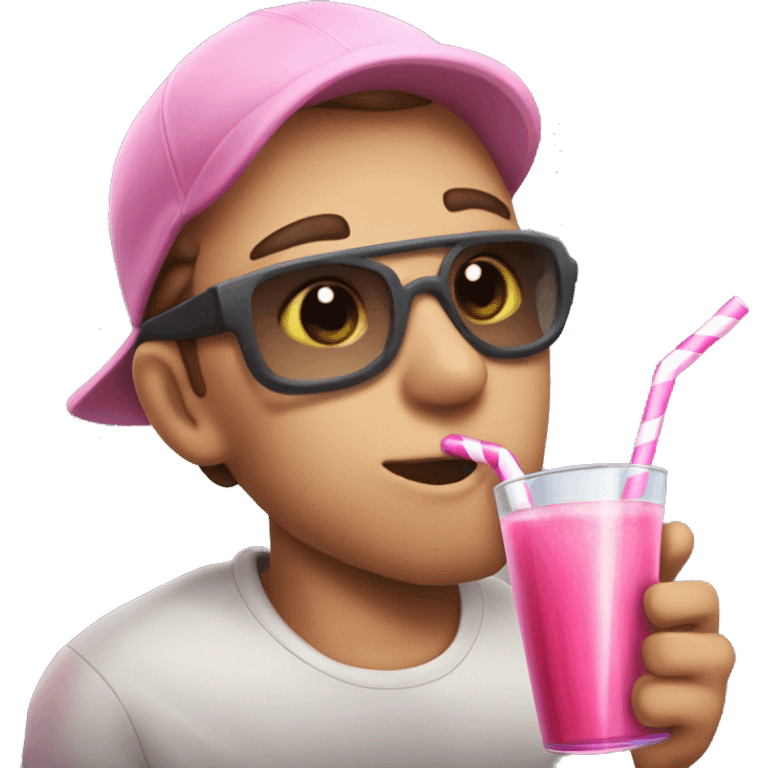 among us crewmate drinking pink juice with a giant straw emoji