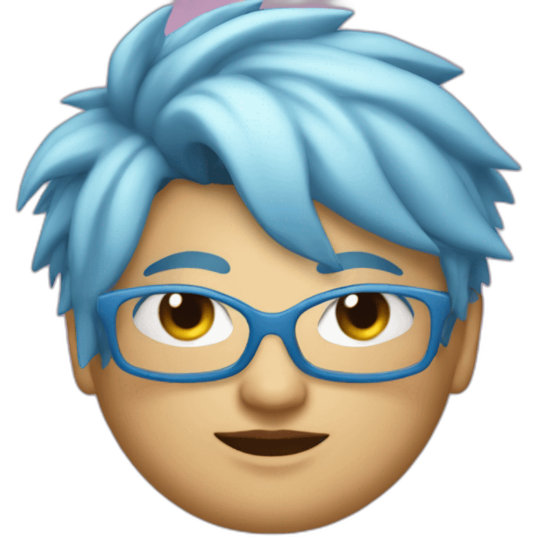 Older fat lesbian Chilean very short spiky bright blue hair emoji