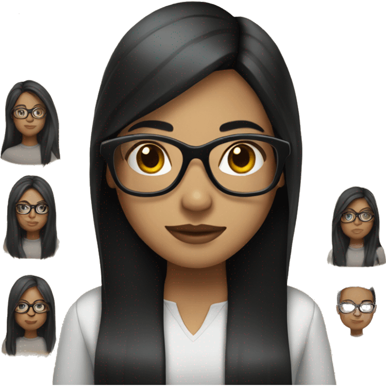 girl with glasses long straight black hair light skin emoji