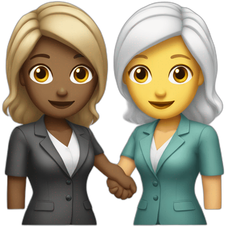 two white business women with different hair colors shaking hands emoji