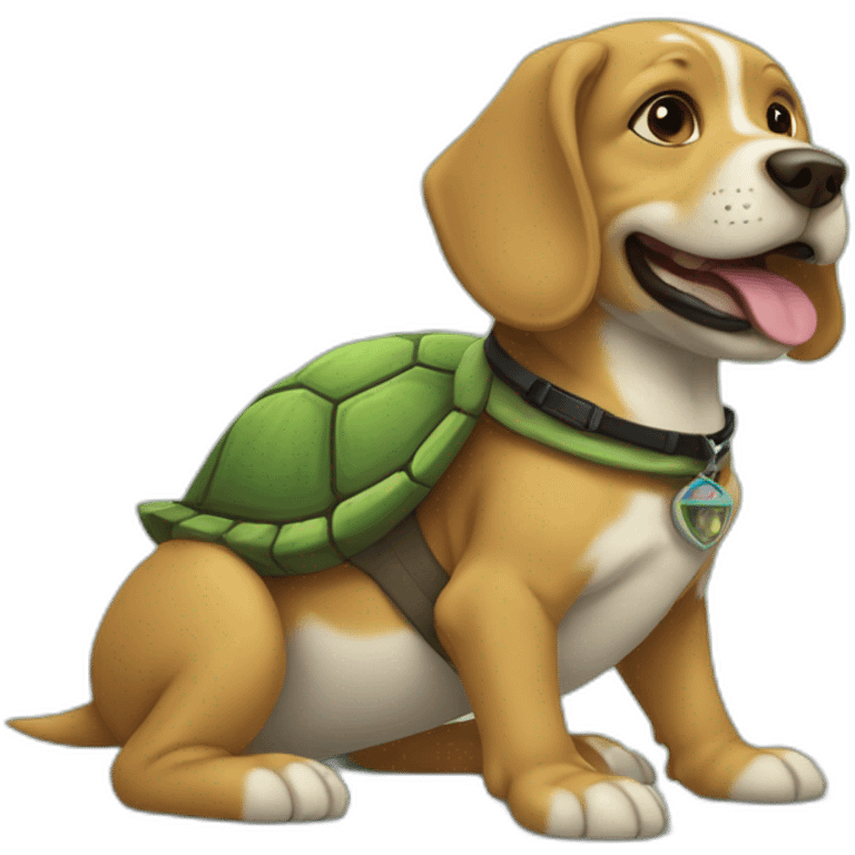 Un chien sur une tortue emoji