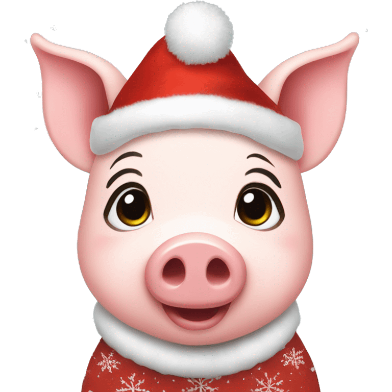 Cute pig wearing Christmas outfit  emoji