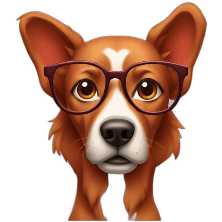 Red dog with glasses emoji