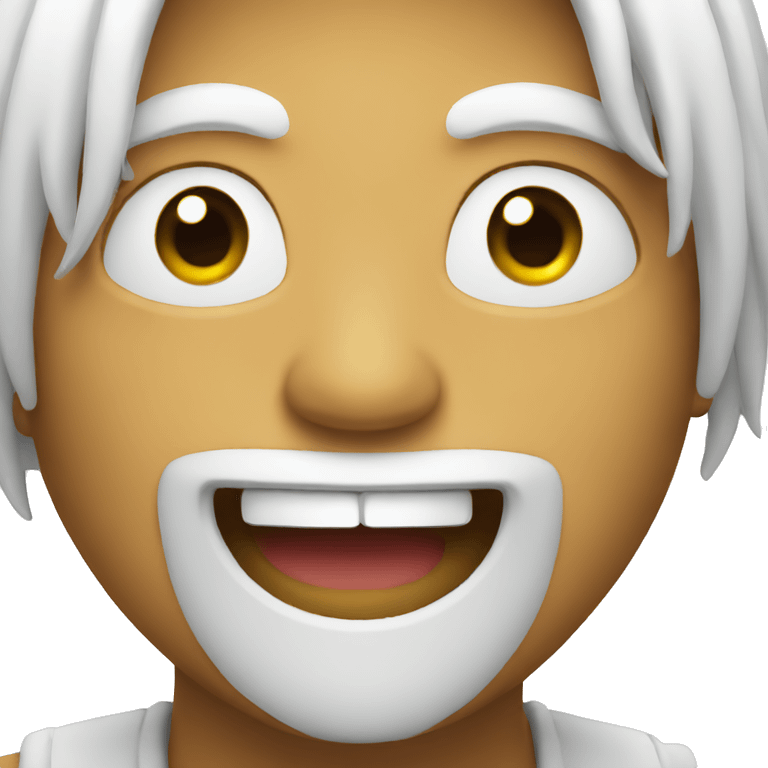 smiley face with white hair emoji