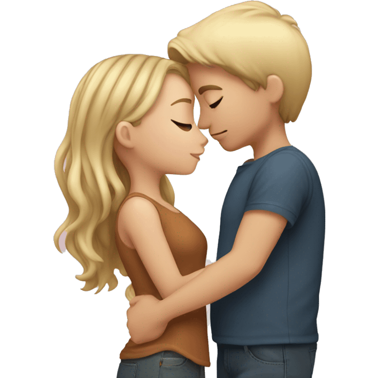 A Boy with brown hair kissing a girl with blonde hair emoji