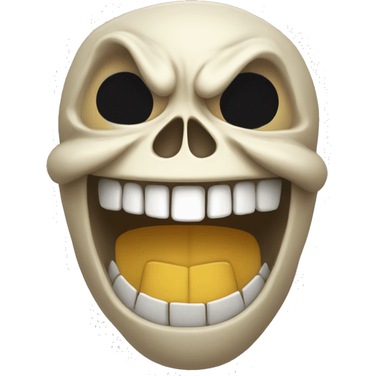 laughing skull with very large forehead and ugly teeth emoji