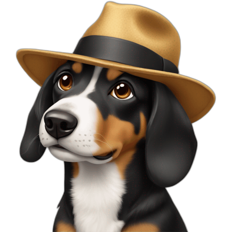 Daschhund in hat emoji