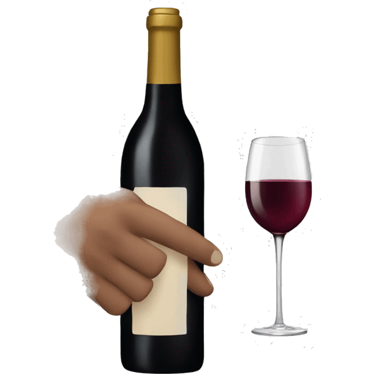 Hand holding a wine bottle emoji