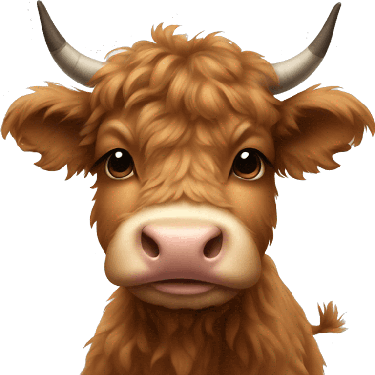 brown fluffy baby scottish cow with a small bow on head emoji