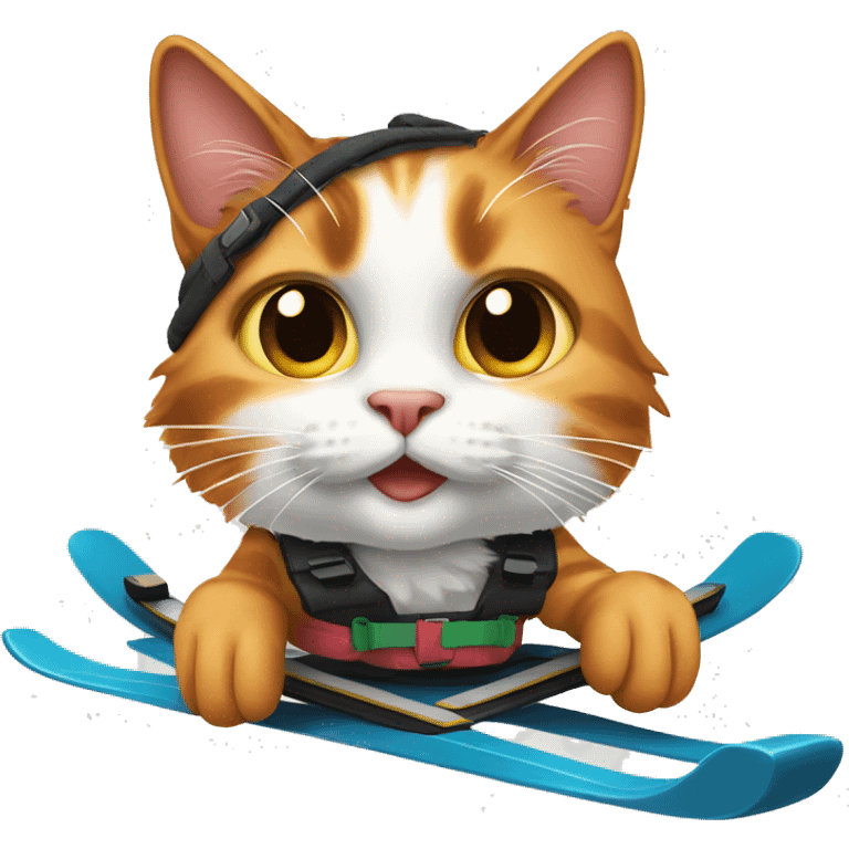 Calico cat on skis emoji