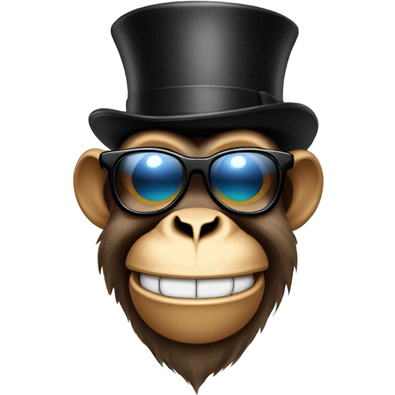 Monkey cheers with top hat and sunglasses  emoji