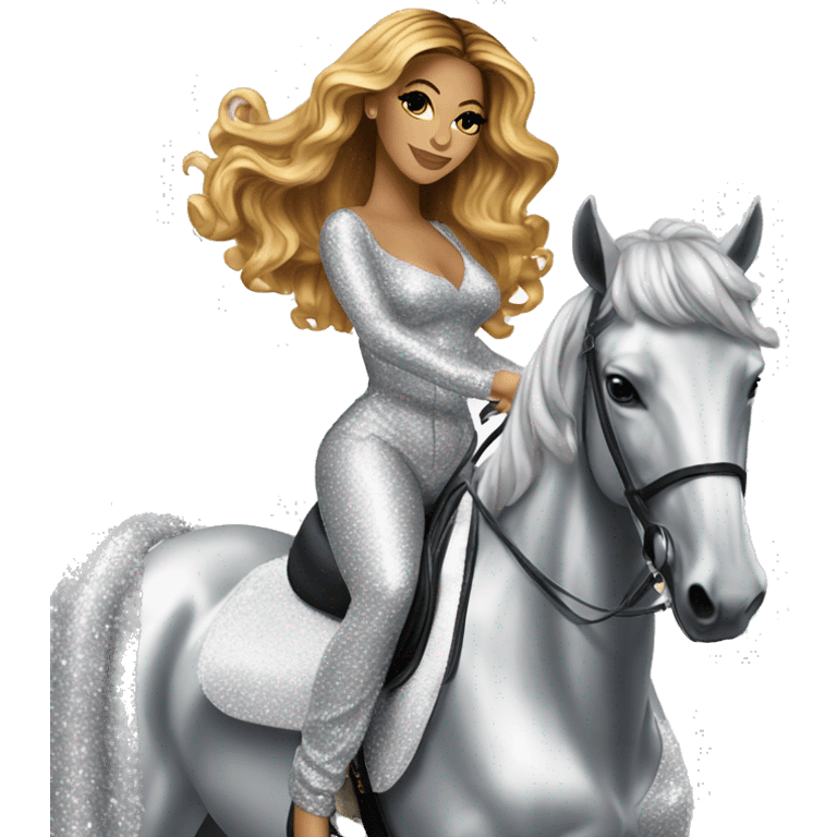 beyonce on silver sparkling horse  emoji