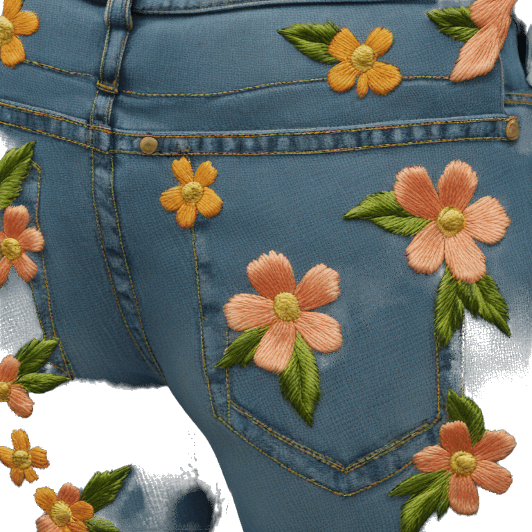 floral embroidered bell bottom jeans emoji