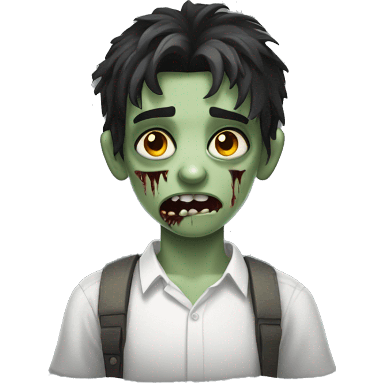 teen boy zombie with dark hair and white shirt emoji