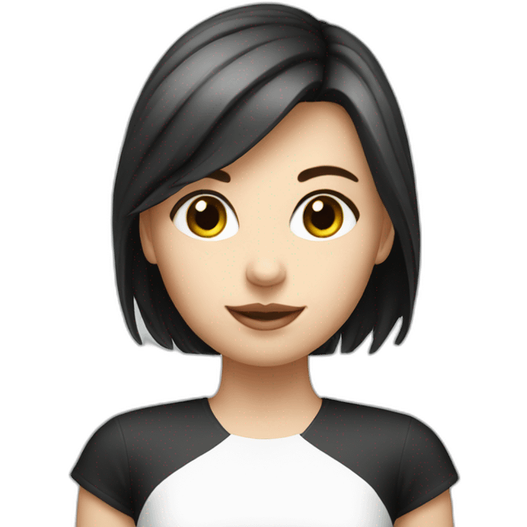 girl racer head, white black dress emoji