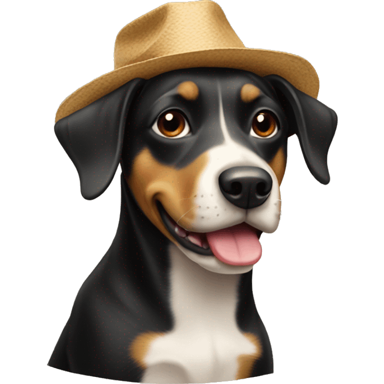 Black and Tan dog wearing a hat emoji