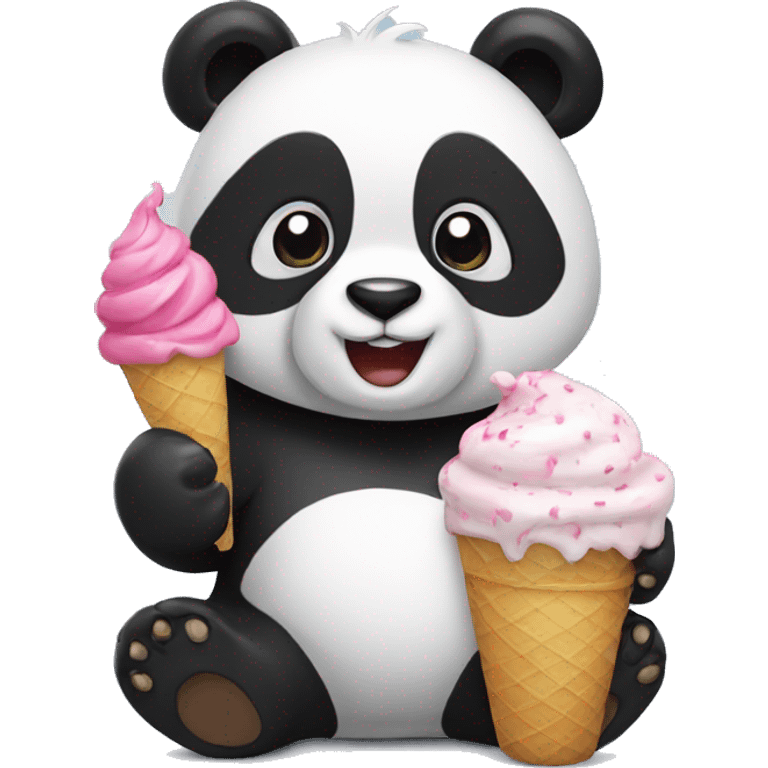 Panda eating ice cream emoji