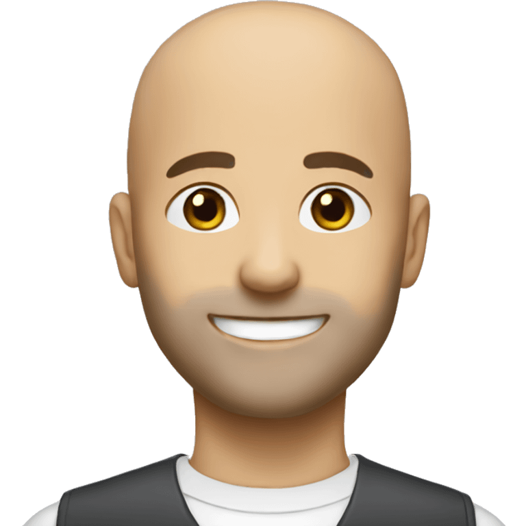 Bald CFO with short beard, small smile emoji