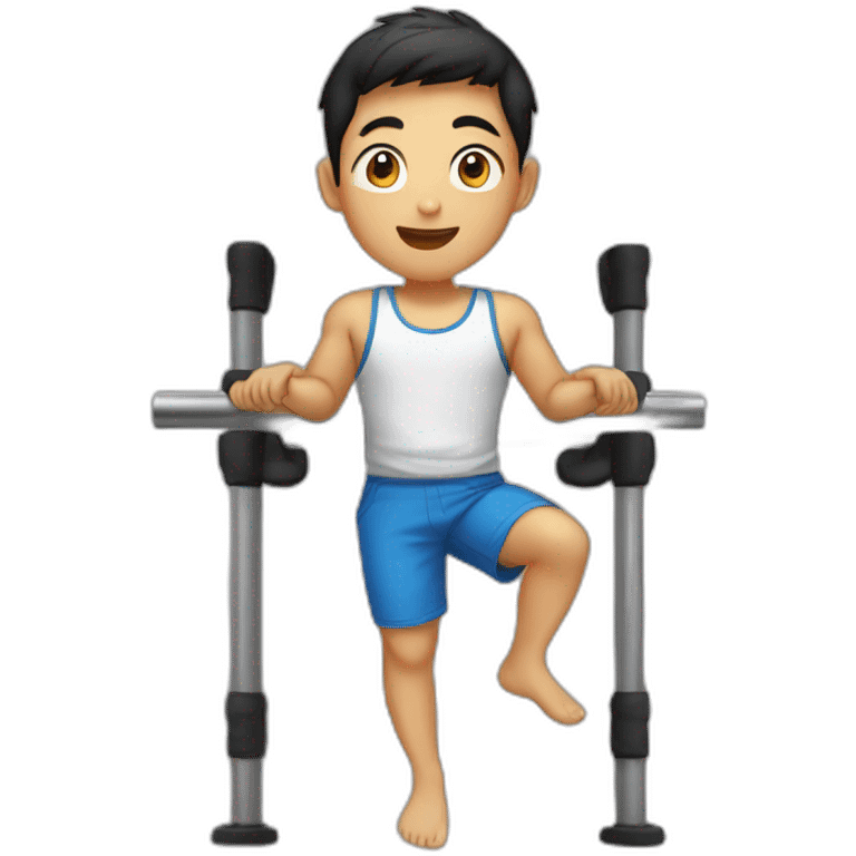 asian boy in  pull-up bar emoji