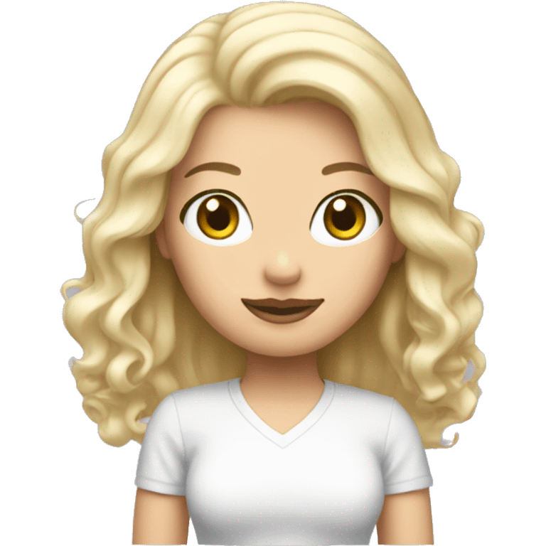 Woman blonde with hello kitty  emoji