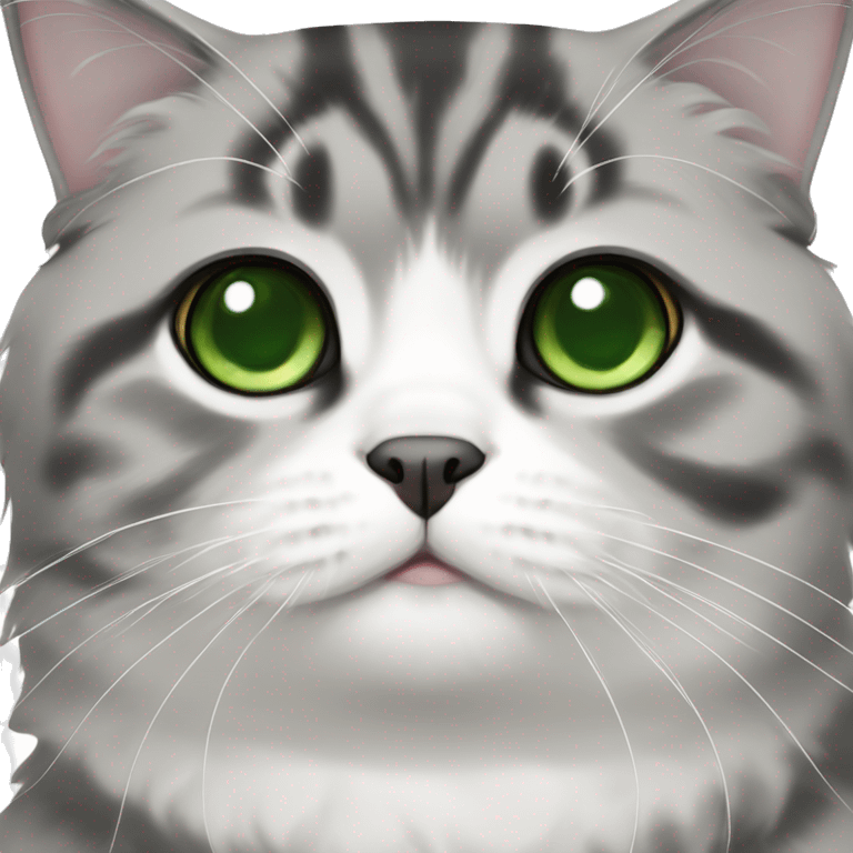 black and white scottish fold cat with green eyes  emoji