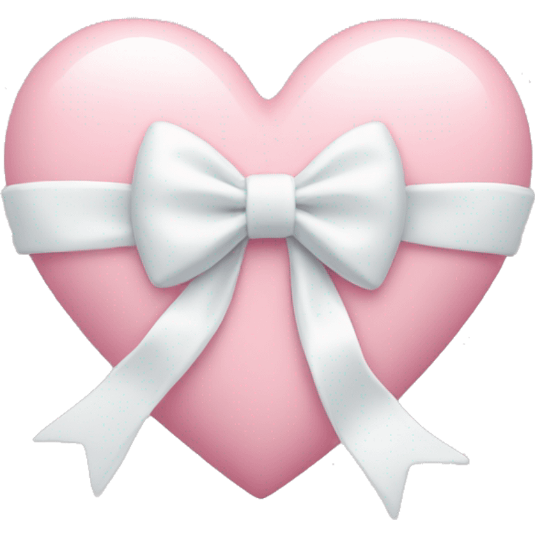 Pastel pink heart with white bow emoji