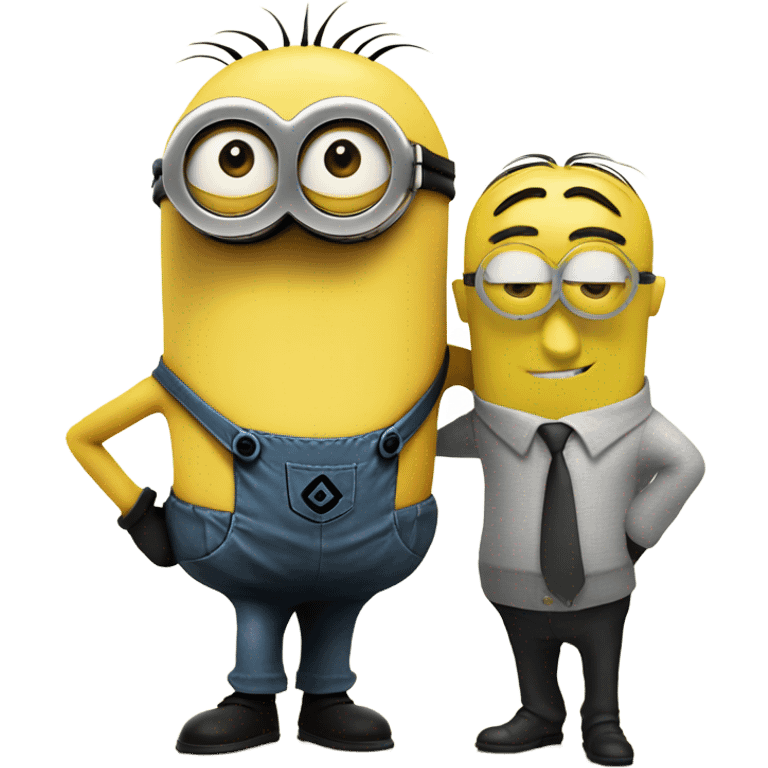 men hugging a minion emoji