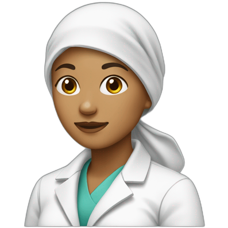 Woman wearing headscarf with lab coat on  emoji