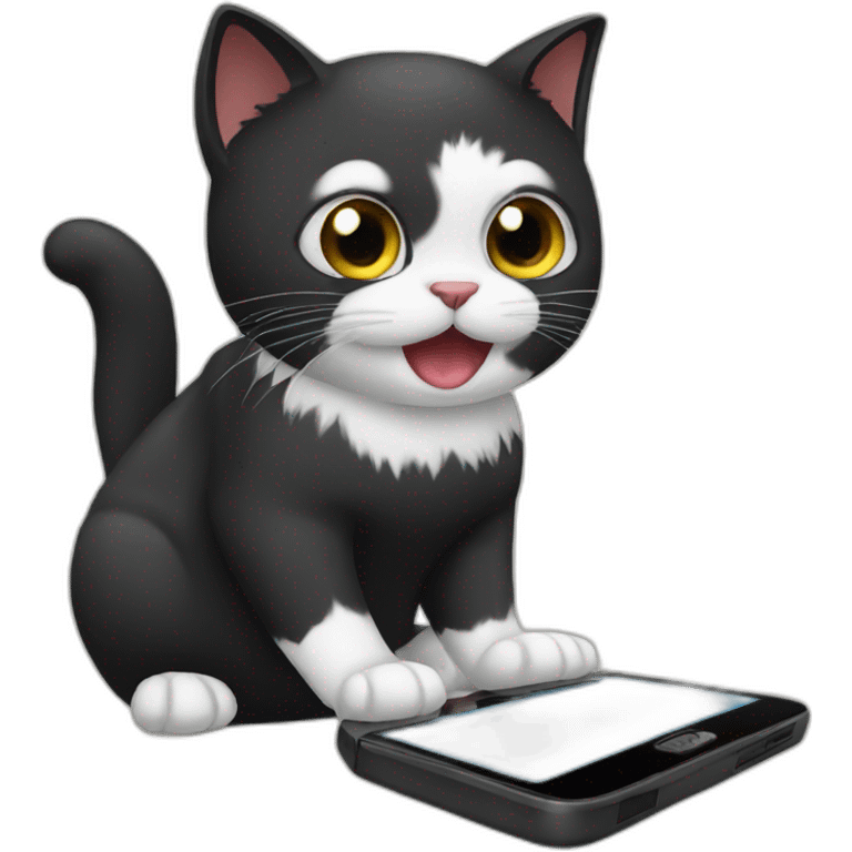 black-cat-with-phone emoji