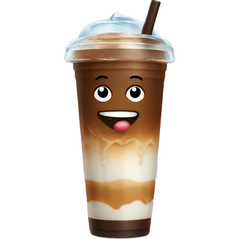 emoji enjoying iced coffee emoji