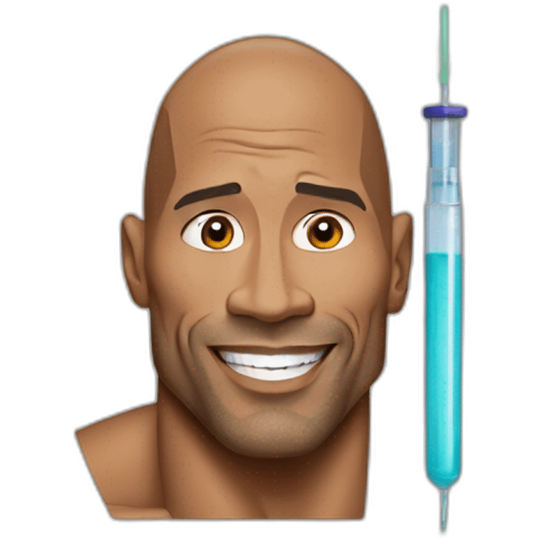 Dwayne Johnson with syringe emoji