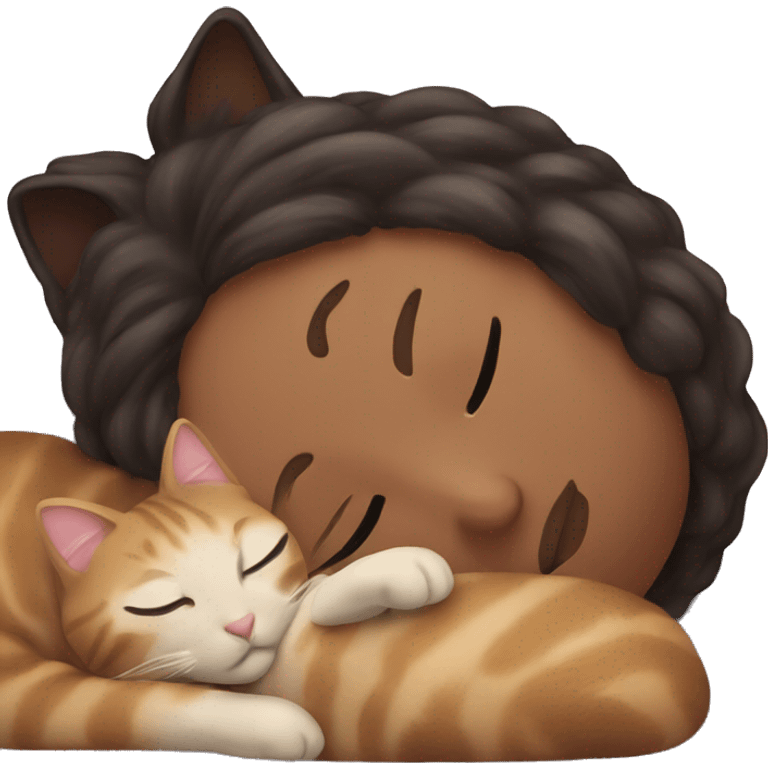 Sleeping with cat sat on head emoji