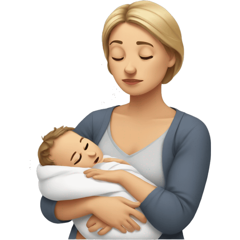 European sad mother with newborn emoji