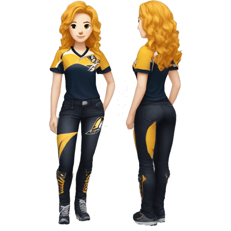 mergurine luka wearing a nashville predators shirt and black pants standing  emoji